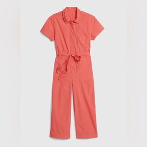 Gap Utility Short Sleeve Jumpsuit in Poplin Flamingo Pink, Size 8